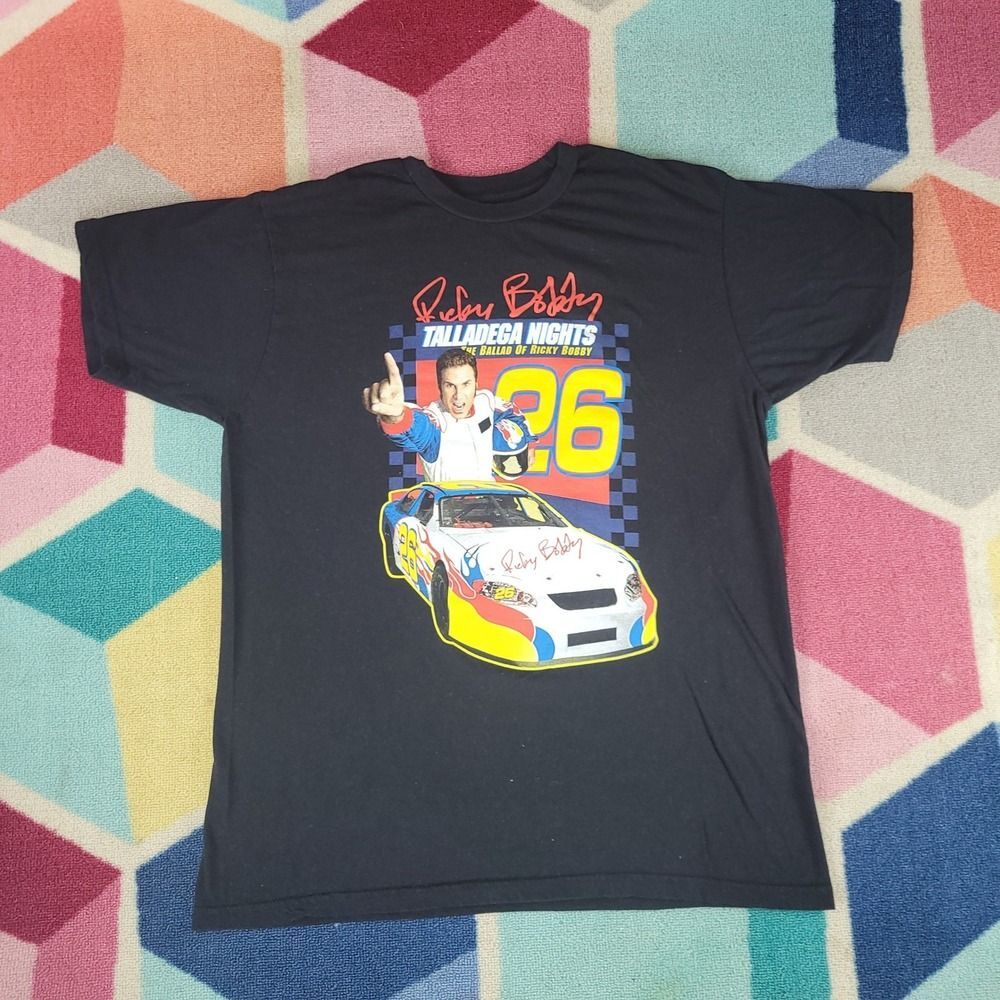Talladega Nights Ricky Bobby Graphic T-Shirt Mens Large Black Hybrid Apparel L